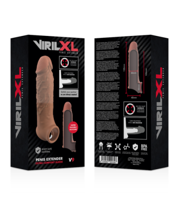 VIRILXL - EXTENSIÓN DE PENE LIQUID SILICONE V9 MARRÓN