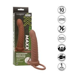 CALEXOTICS - MAXX DOBLE PENETRADOR ACANALADO 10 VIBRACIONES MULATO