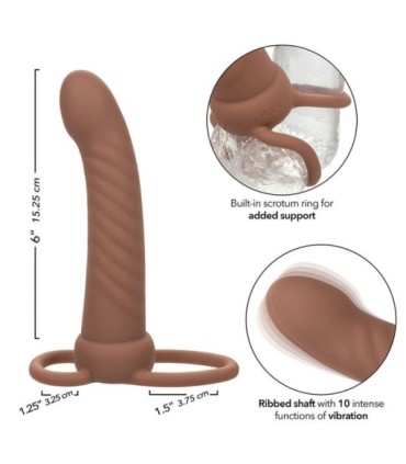 CALEXOTICS - MAXX DOBLE PENETRADOR ACANALADO 10 VIBRACIONES MULATO