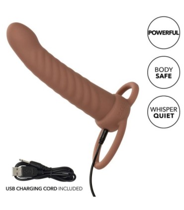 CALEXOTICS - MAXX DOBLE PENETRADOR ACANALADO 10 VIBRACIONES MULATO