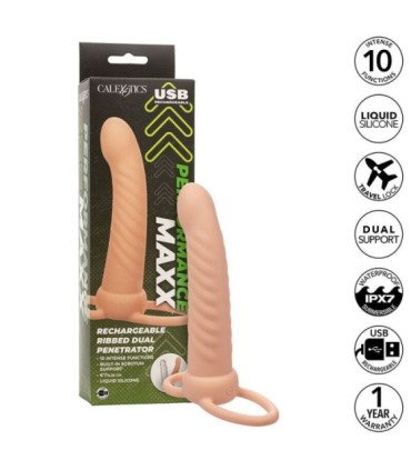 CALEXOTICS - MAXX DOBLE PENETRADOR ACANALADO 10 VIBRACIONES NATURAL