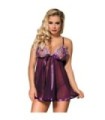 SUBBLIME - BABYDOLL CON LAZO Y DETALLES BRILLANTES MORADO L/XL