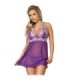 SUBBLIME - BABYDOLL BLANCO ENCAJE FLORAL MORADO S/M