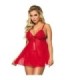 SUBBLIME - BABYDOLL CON LAZO Y ENCAJE FLORAL ROJO L/XL