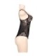 SUBBLIME - TEDDY ENCAJE FLORAL Y CON FLECOS NEGRO TALLA GRANDE