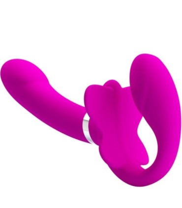 PRETTY LOVE - VALERIE VIBRADOR DOBLE STRAP-ON 12 VIBRACIONES MORADO