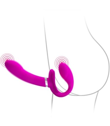 PRETTY LOVE - VALERIE VIBRADOR DOBLE STRAP-ON 12 VIBRACIONES MORADO