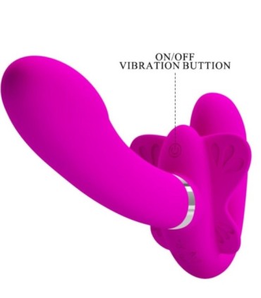 PRETTY LOVE - VALERIE VIBRADOR DOBLE STRAP-ON 12 VIBRACIONES MORADO