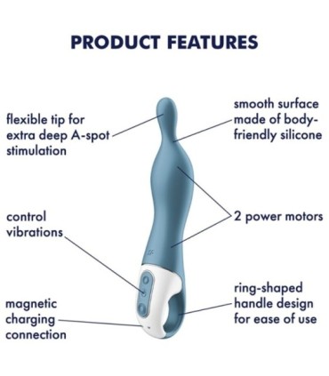 SATISFYER - AMAZING 1 VIBRADOR PUNTO A AZUL