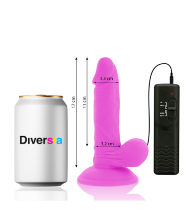 DIVERSIA - DILDO REALÍSTICO FLEXIBLE CON VIBRACIÓN MORADO 17 CM -O- 3.3 CM