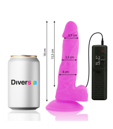DIVERSIA - DILDO REALÍSTICO FLEXIBLE CON VIBRACIÓN LILA 18 CM -O- 4 CM