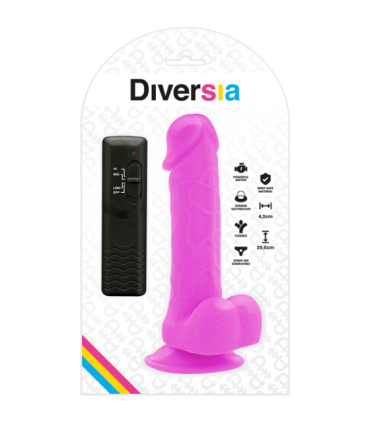 DIVERSIA - DILDO REALÍSTICO FLEXIBLE CON VIBRACIÓN LILA 20.5 CM -O- 4.2 CM