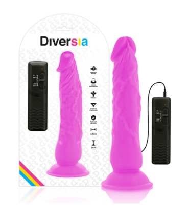 DIVERSIA - DILDO REALÍSTICO FLEXIBLE CON VIBRACIÓN LILA 21 CM -O- 4.9 CM