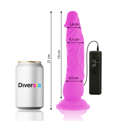 DIVERSIA - DILDO REALÍSTICO FLEXIBLE CON VIBRACIÓN LILA 21 CM -O- 4.9 CM