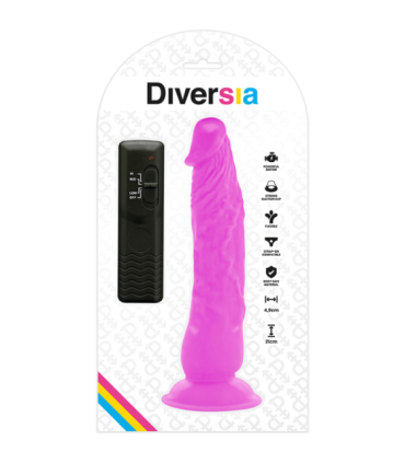 DIVERSIA - DILDO REALÍSTICO FLEXIBLE CON VIBRACIÓN LILA 21 CM -O- 4.9 CM