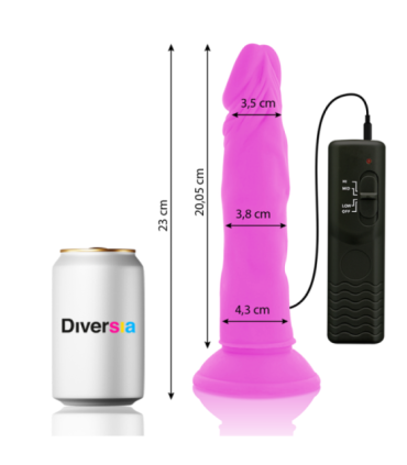DIVERSIA - DILDO REALÍSTICO FLEXIBLE CON VIBRACIÓN LILA 23 CM -O- 4.3 CM