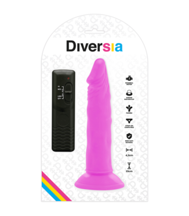 DIVERSIA - DILDO REALÍSTICO FLEXIBLE CON VIBRACIÓN LILA 23 CM -O- 4.3 CM