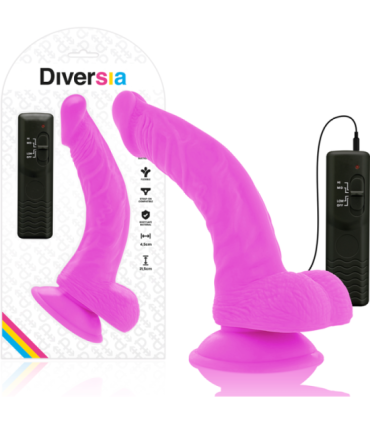 DIVERSIA - DILDO REALÍSTICO FLEXIBLE CON VIBRACIÓN LILA 21.5 CM -O- 4.5 CM