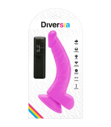 DIVERSIA - DILDO REALÍSTICO FLEXIBLE CON VIBRACIÓN LILA 21.5 CM -O- 4.5 CM