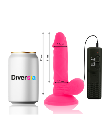 DIVERSIA - DILDO REALÍSTICO FLEXIBLE CON VIBRACIÓN ROSA 17 CM -O- 3.3 CM