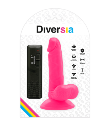 DIVERSIA - DILDO REALÍSTICO FLEXIBLE CON VIBRACIÓN ROSA 17 CM -O- 3.3 CM