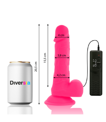 DIVERSIA - DILDO REALÍSTICO FLEXIBLE CON VIBRACIÓN ROSA 20.5 CM -O- 4.2 CM