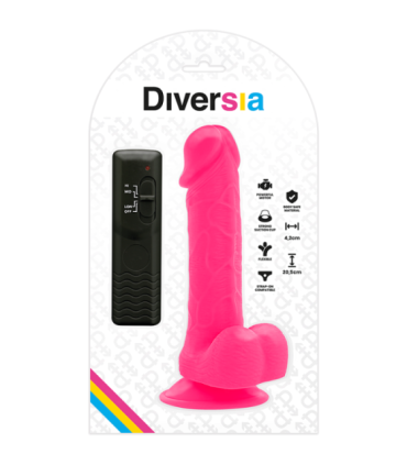 DIVERSIA - DILDO REALÍSTICO FLEXIBLE CON VIBRACIÓN ROSA 20.5 CM -O- 4.2 CM