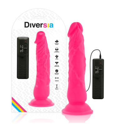 DIVERSIA - DILDO REALÍSTICO FLEXIBLE CON VIBRACIÓN ROSA 21 CM -O- 4.9 CM