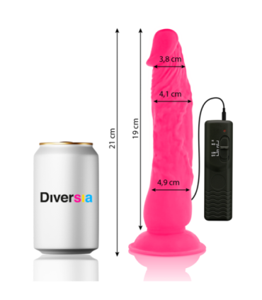 DIVERSIA - DILDO REALÍSTICO FLEXIBLE CON VIBRACIÓN ROSA 21 CM -O- 4.9 CM