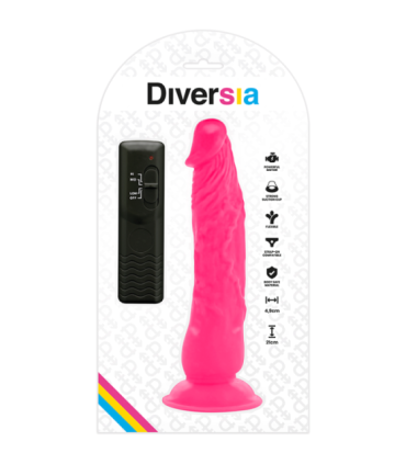 DIVERSIA - DILDO REALÍSTICO FLEXIBLE CON VIBRACIÓN ROSA 21 CM -O- 4.9 CM