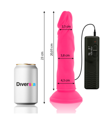 DIVERSIA - DILDO REALÍSTICO FLEXIBLE CON VIBRACIÓN ROSA 23 CM -O- 4.3 CM