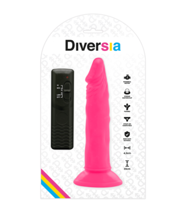 DIVERSIA - DILDO REALÍSTICO FLEXIBLE CON VIBRACIÓN ROSA 23 CM -O- 4.3 CM