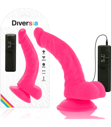 DIVERSIA - DILDO REALÍSTICO FLEXIBLE CON VIBRACIÓN ROSA 21.5 CM -O- 4.5 CM