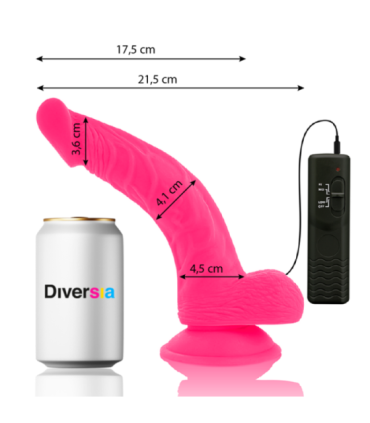 DIVERSIA - DILDO REALÍSTICO FLEXIBLE CON VIBRACIÓN ROSA 21.5 CM -O- 4.5 CM