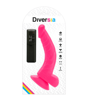 DIVERSIA - DILDO REALÍSTICO FLEXIBLE CON VIBRACIÓN ROSA 21.5 CM -O- 4.5 CM