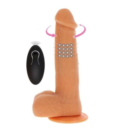 GET REAL - DILDO VIBRADOR CON BOLAS GIRATORIAS NATURAL