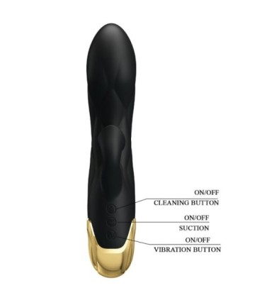 PRETTY LOVE - VIBRADOR DE LUJO BAÑADO EN ORO RECARGABLE NEGRO