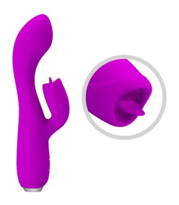 PRETTY LOVE - GLORIA VIBRADOR CONEJO RECARGABLE-IMPERMEABLE MORADO
