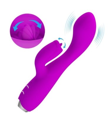 PRETTY LOVE - GLORIA VIBRADOR CONEJO RECARGABLE-IMPERMEABLE MORADO