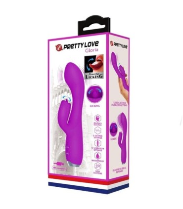 PRETTY LOVE - GLORIA VIBRADOR CONEJO RECARGABLE-IMPERMEABLE MORADO