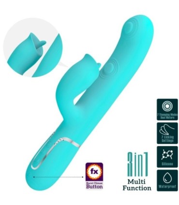 PRETTY LOVE - VIBRADOR RABBIT CON LICKING VERDE AGUA