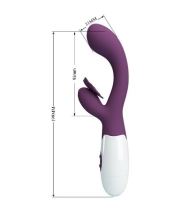 PRETTY LOVE - BUTTERFLY KISS VIBRADOR RABBIT & ESTIMULADOR PUNTO G MORADO