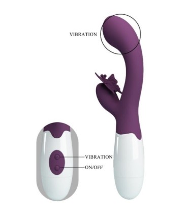 PRETTY LOVE - BUTTERFLY KISS VIBRADOR RABBIT & ESTIMULADOR PUNTO G MORADO