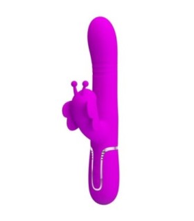 PRETTY LOVE - VIBRADOR RABBIT MULTIFUNCIÓN 4 EN 1 MARIPOSA FUCSIA