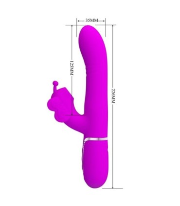 PRETTY LOVE - VIBRADOR RABBIT MULTIFUNCIÓN 4 EN 1 MARIPOSA FUCSIA