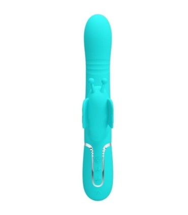 PRETTY LOVE - VIBRADOR RABBIT MULTIFUNCIÓN 4 EN 1 MARIPOSA VERDE AGUA