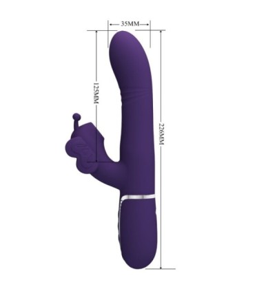 PRETTY LOVE - VIBRADOR RABBIT MULTIFUNCIÓN 4 EN 1 MARIPOSA MORADO