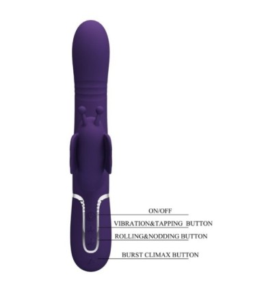 PRETTY LOVE - VIBRADOR RABBIT MULTIFUNCIÓN 4 EN 1 MARIPOSA MORADO