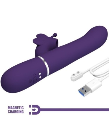 PRETTY LOVE - VIBRADOR RABBIT MULTIFUNCIÓN 4 EN 1 MARIPOSA MORADO