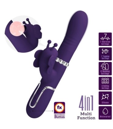 PRETTY LOVE - VIBRADOR RABBIT MULTIFUNCIÓN 4 EN 1 MARIPOSA MORADO
